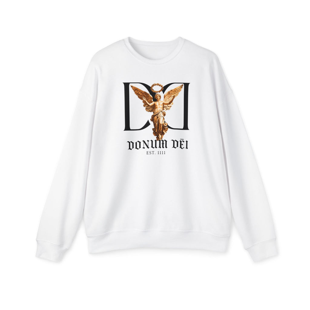 Donum Dei Angel Graphic Sweatshirt — Vintage Roman Lettering