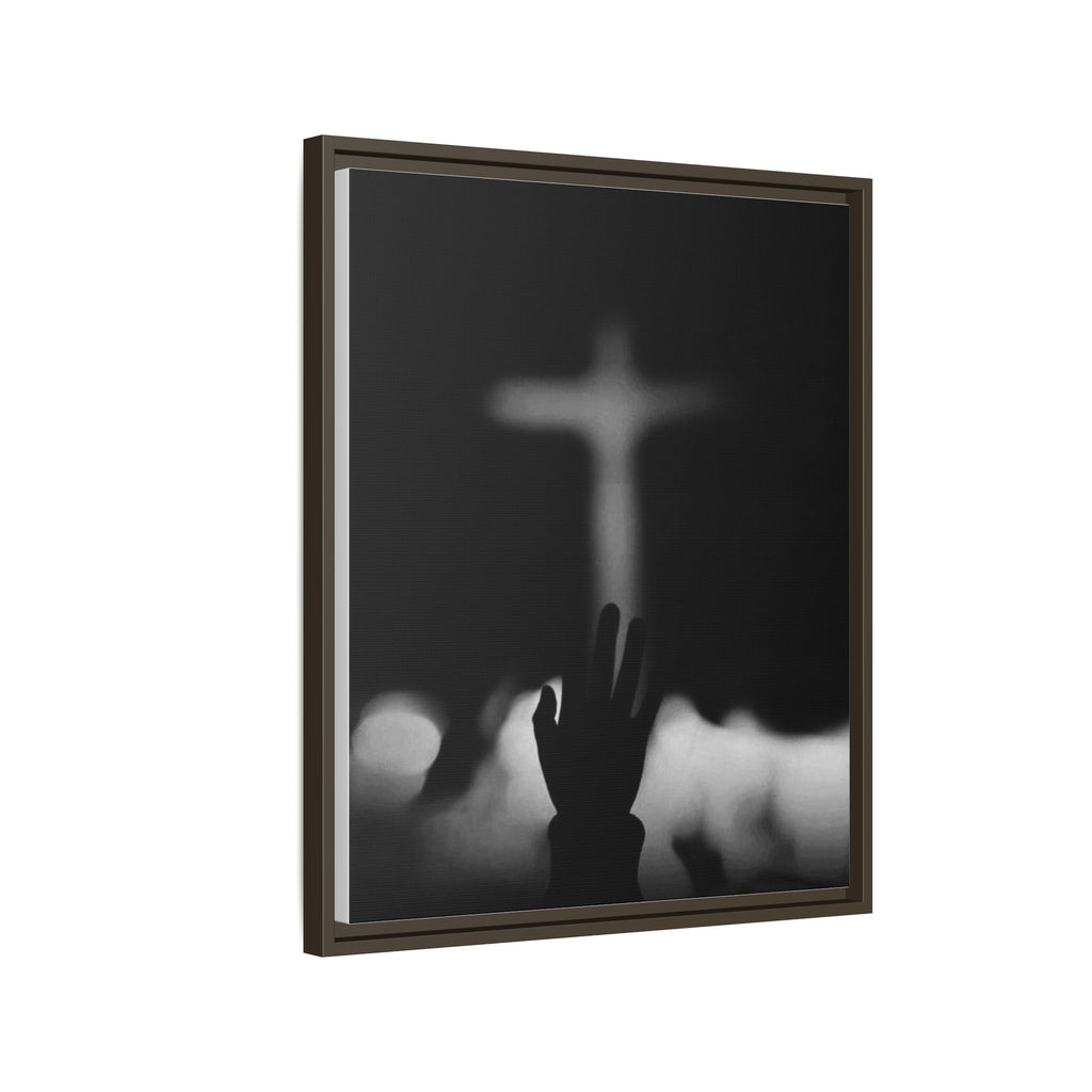 Framed Matte Canvas - Worship Silhouette Cross Wall Art