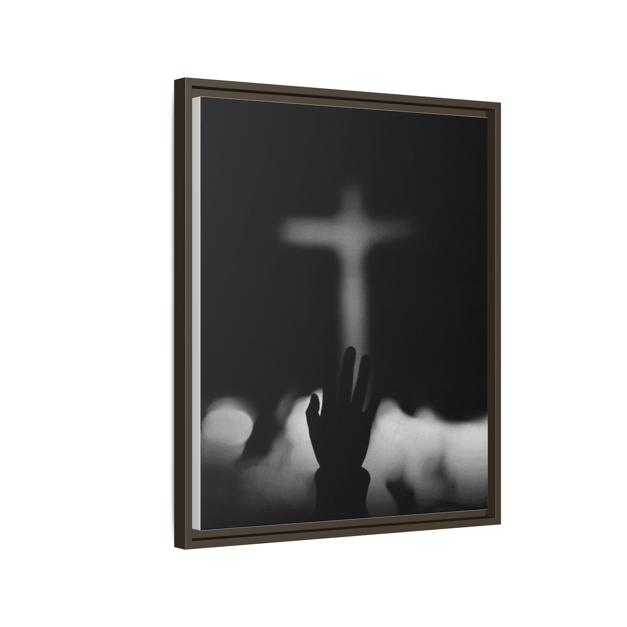 Framed Matte Canvas - Worship Silhouette Cross Wall Art