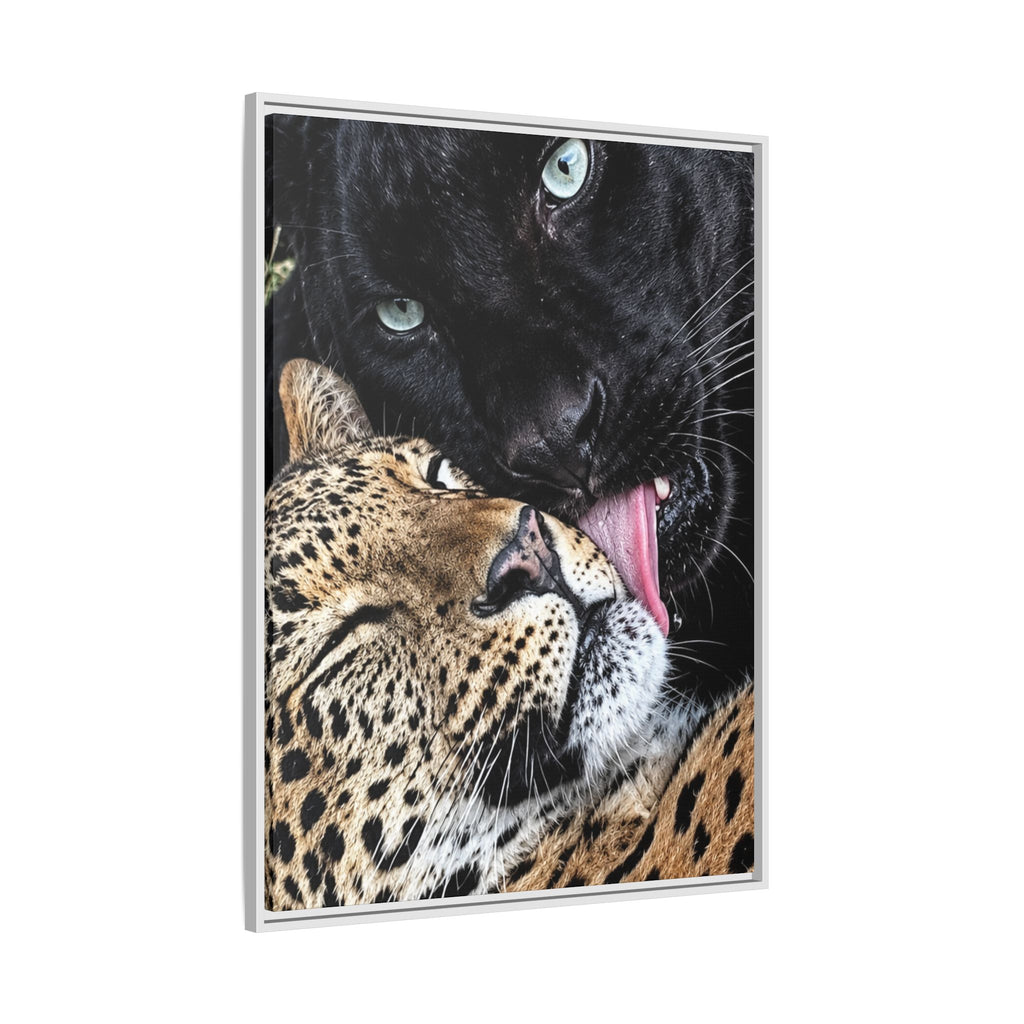 Big Cat Portrait Matte Canvas Framed — 'Perfect' Love-Themed Multi-Color Wall Art
