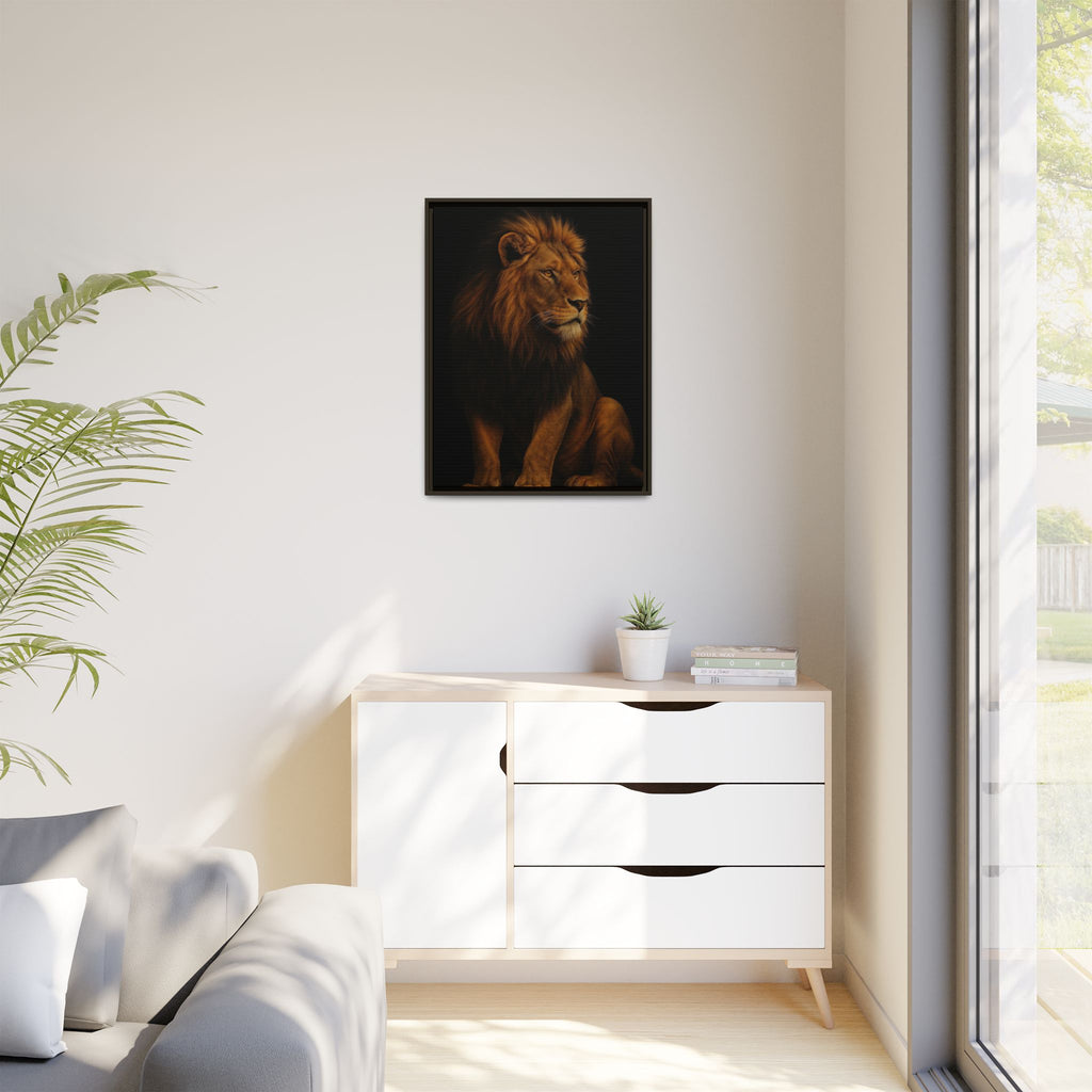 Majestic Lion Framed Canvas Wall Art — Matte Multi-Color