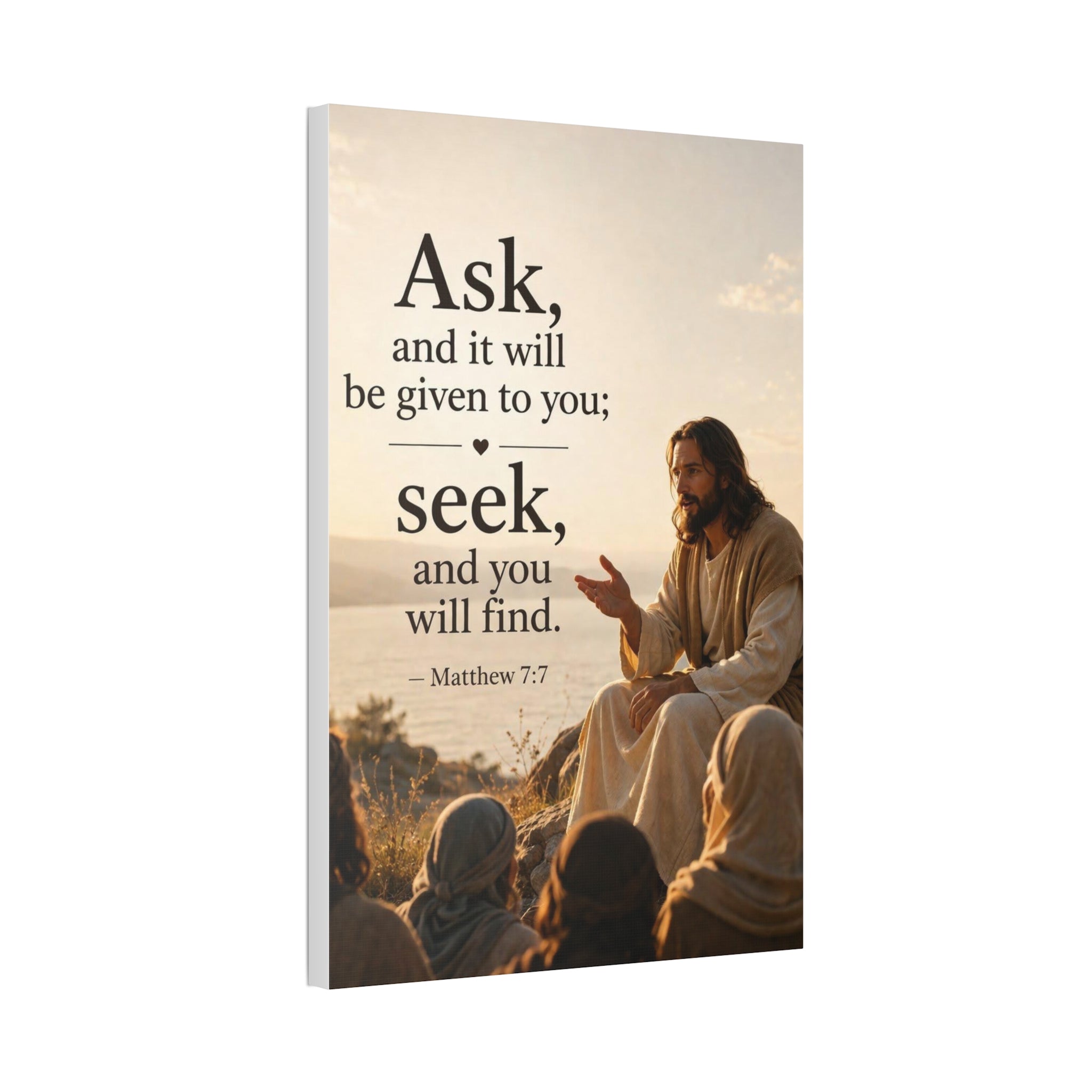 Canvas: "Ask and it will be given to you; seek, and you will find." (Matthew 7:7) — Inspirational Christian Wall Art