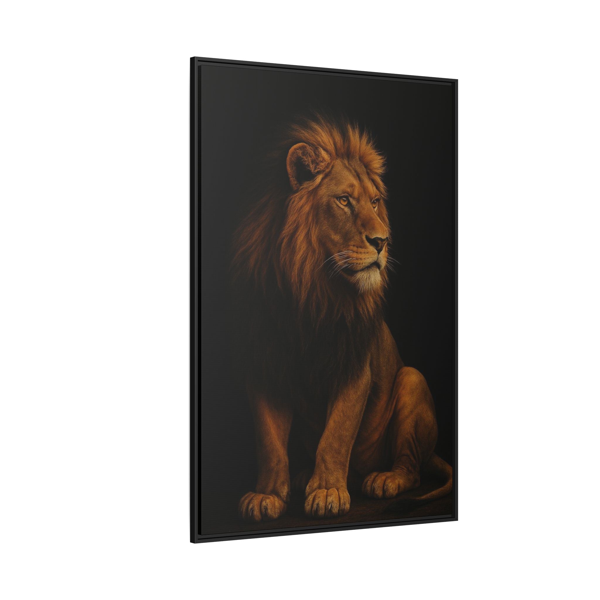 Majestic Lion Framed Canvas Wall Art — Matte Multi-Color