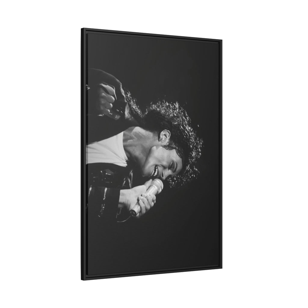 Black & White Rock Singer Matte Canvas Print (Framed)