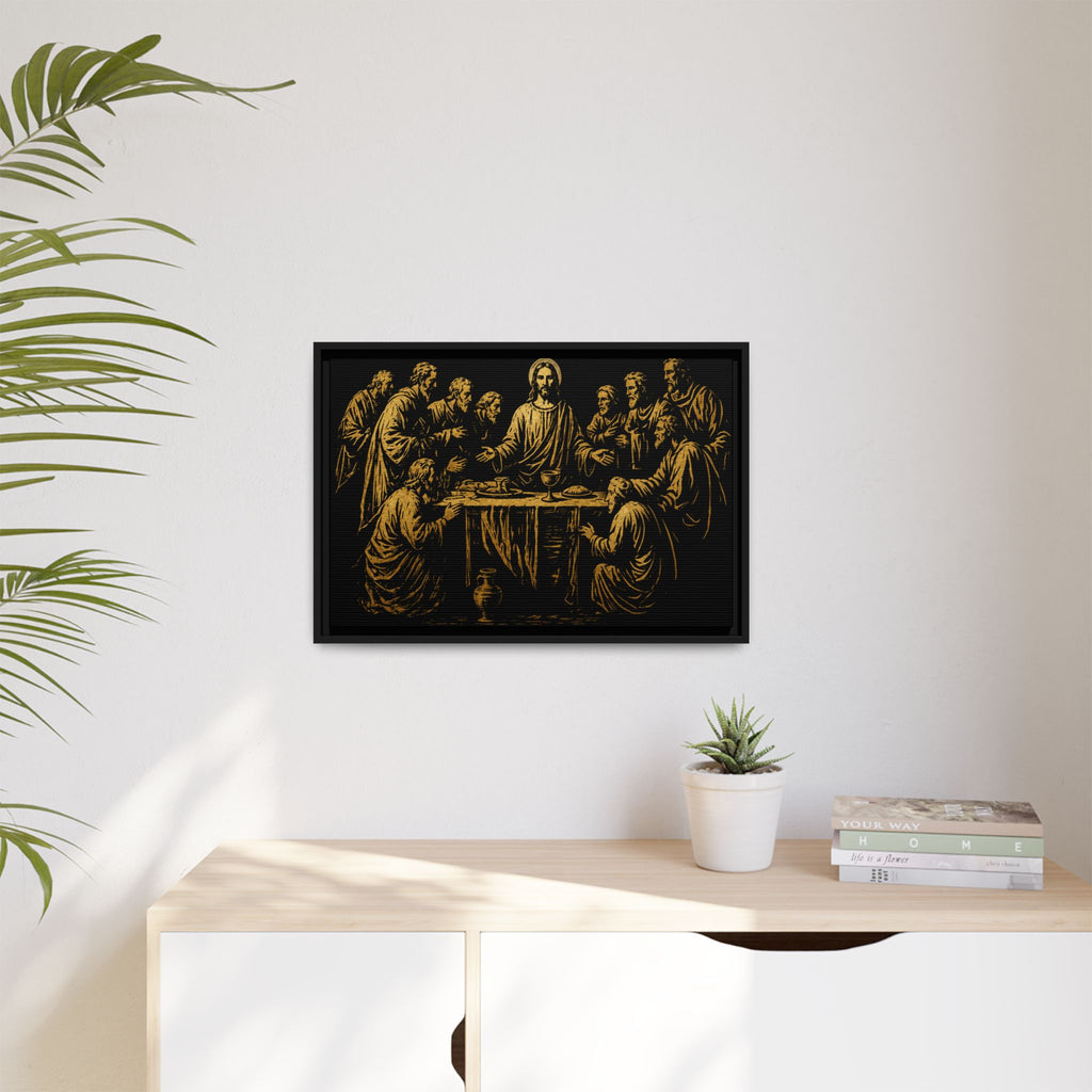 Framed Matte Canvas - The Last Supper Gold Illustration