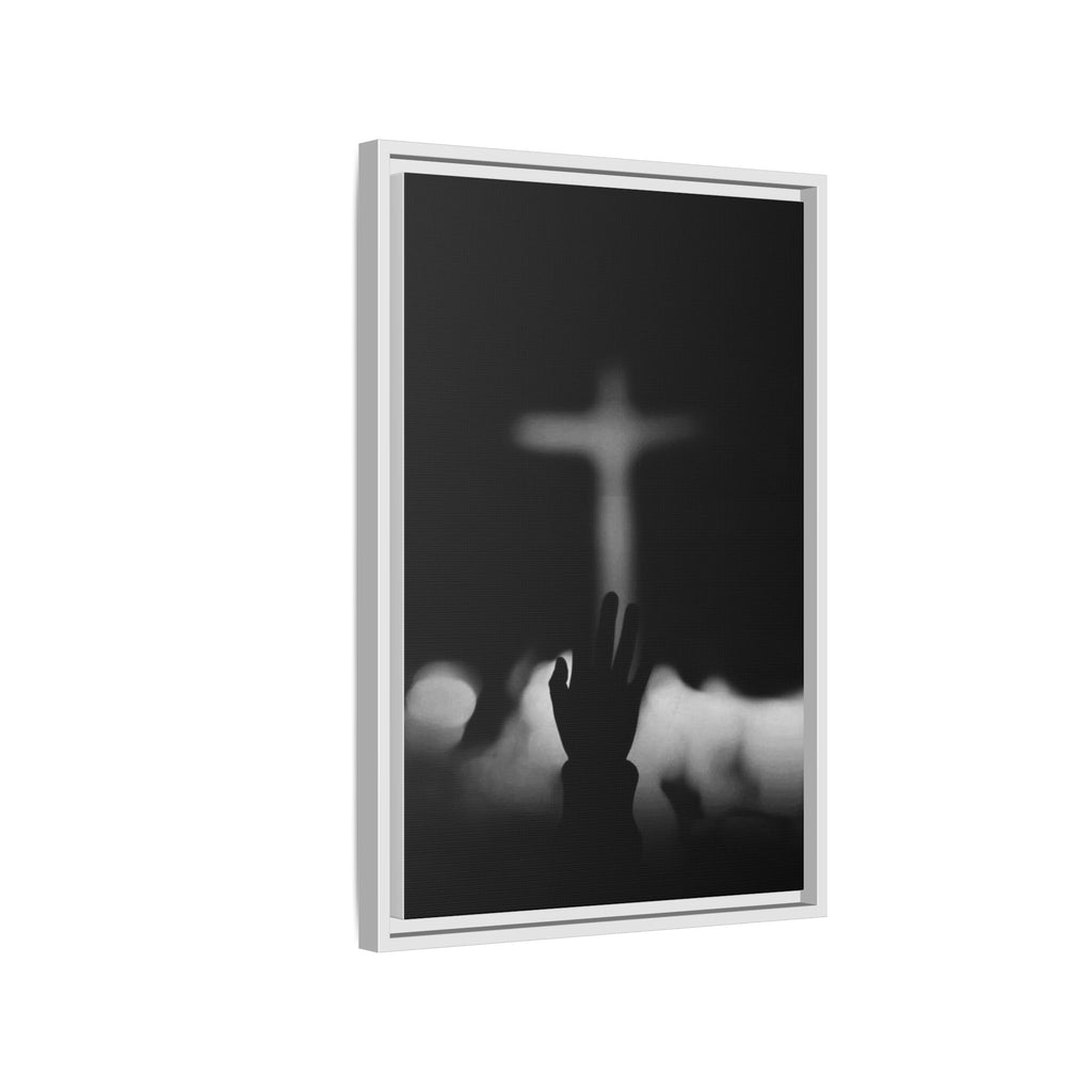 Framed Matte Canvas - Worship Silhouette Cross Wall Art