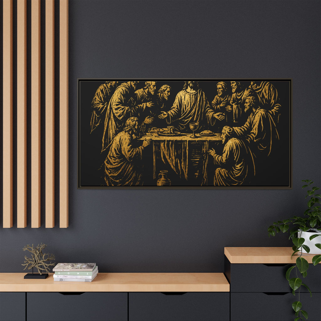 Framed Matte Canvas - The Last Supper Gold Illustration