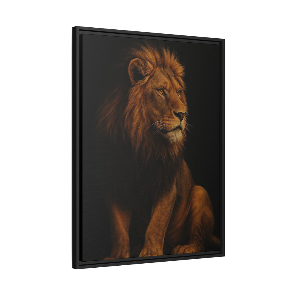Majestic Lion Framed Canvas Wall Art — Matte Multi-Color