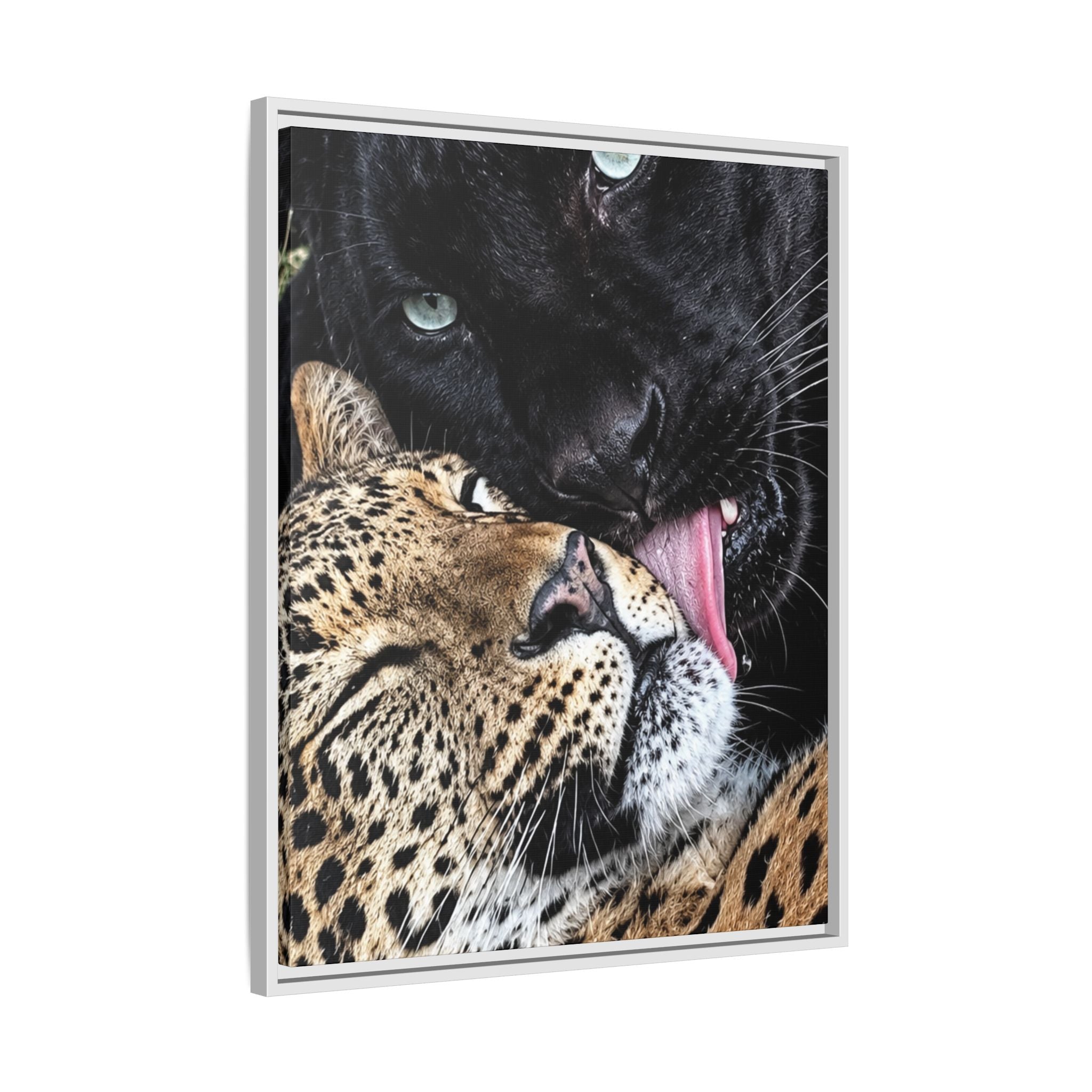 Big Cat Portrait Matte Canvas Framed — 'Perfect' Love-Themed Multi-Color Wall Art