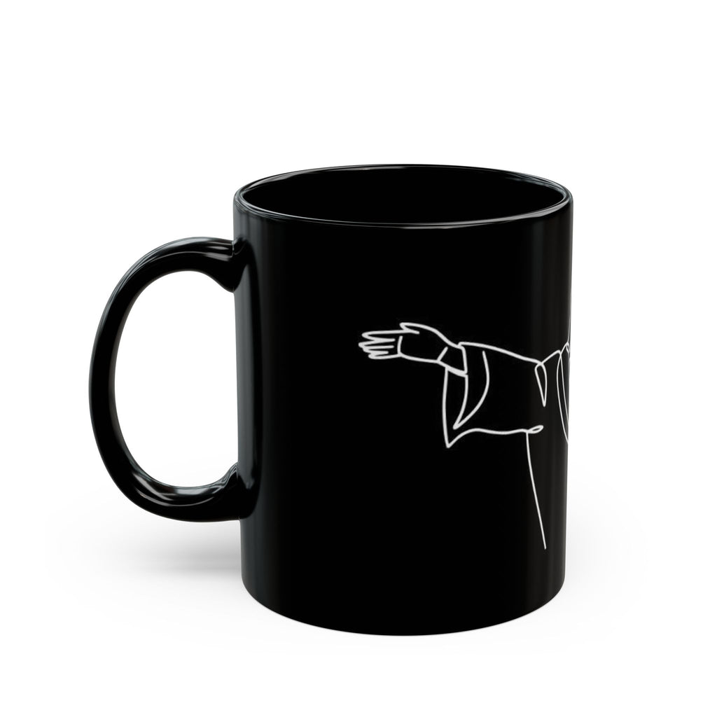 Jesus Line Art Black Ceramic Mug (11oz/15oz) — Minimal Christian Coffee Cup
