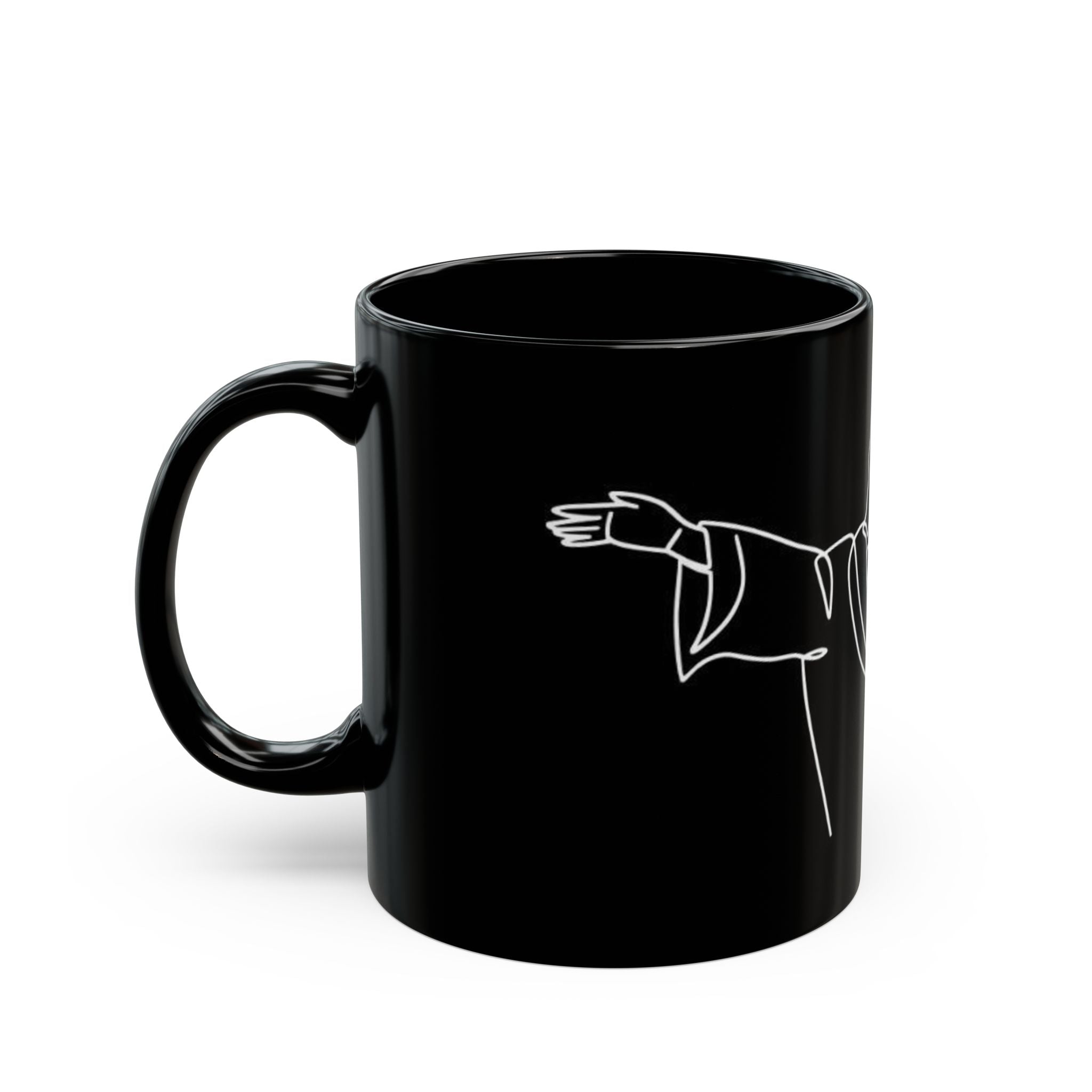 Jesus Line Art Black Ceramic Mug (11oz/15oz) — Minimal Christian Coffee Cup