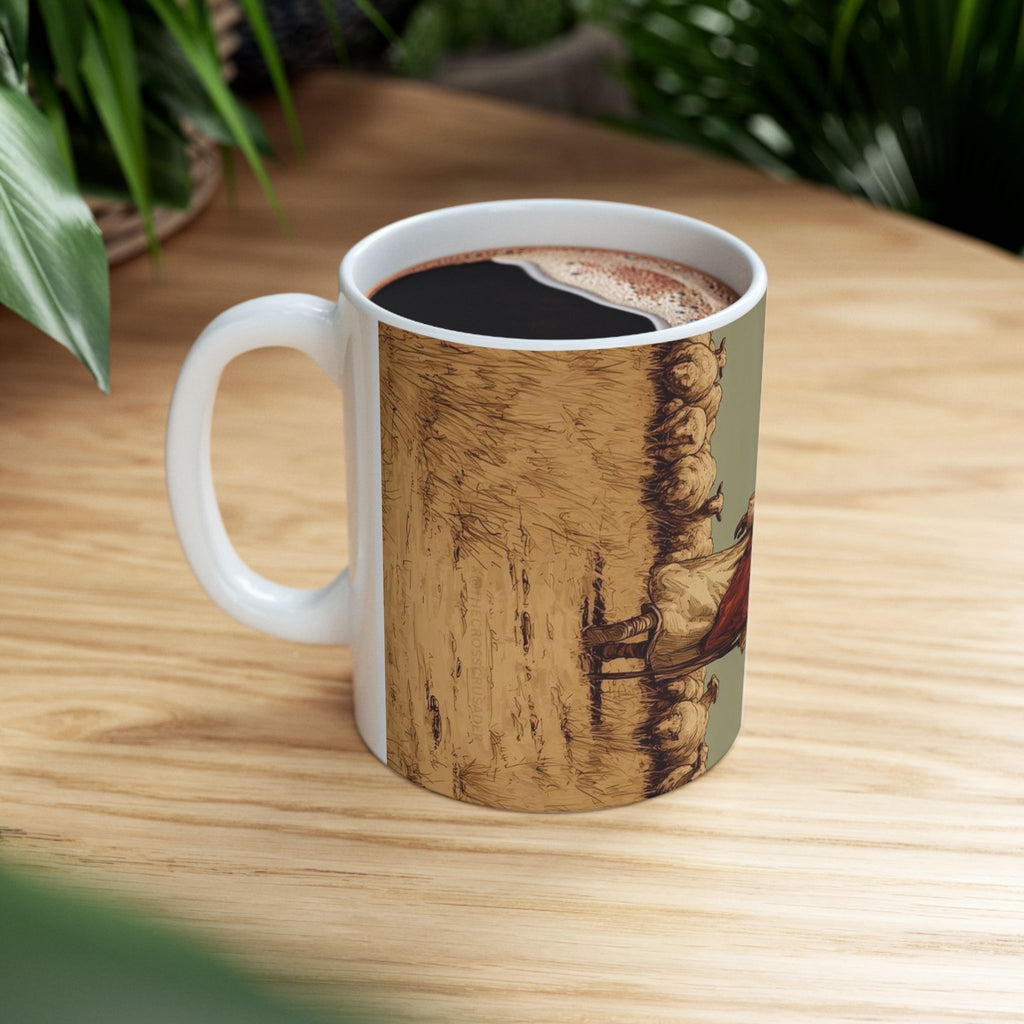 Rustic Shepherd Ceramic Mug – Vintage Pastor Walking Scene Coffee Cup (11oz, 15oz)