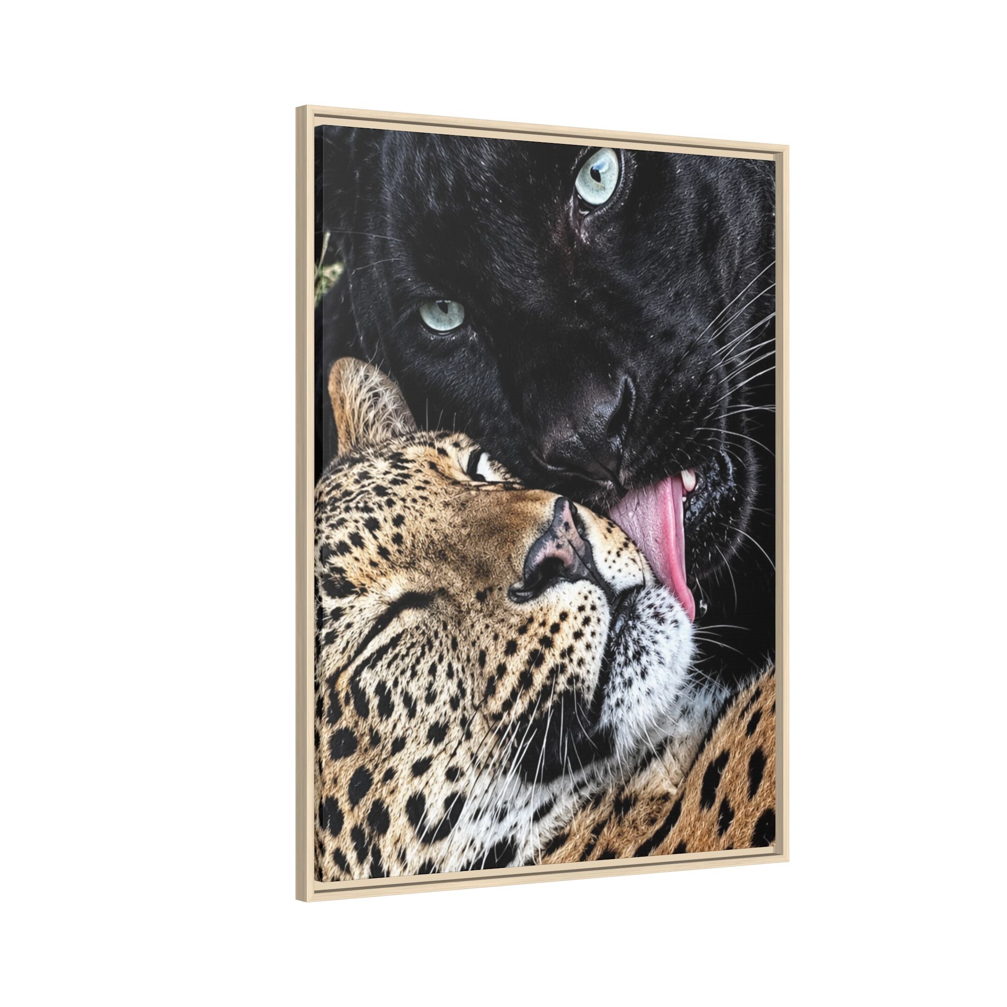 Big Cat Portrait Matte Canvas Framed — 'Perfect' Love-Themed Multi-Color Wall Art