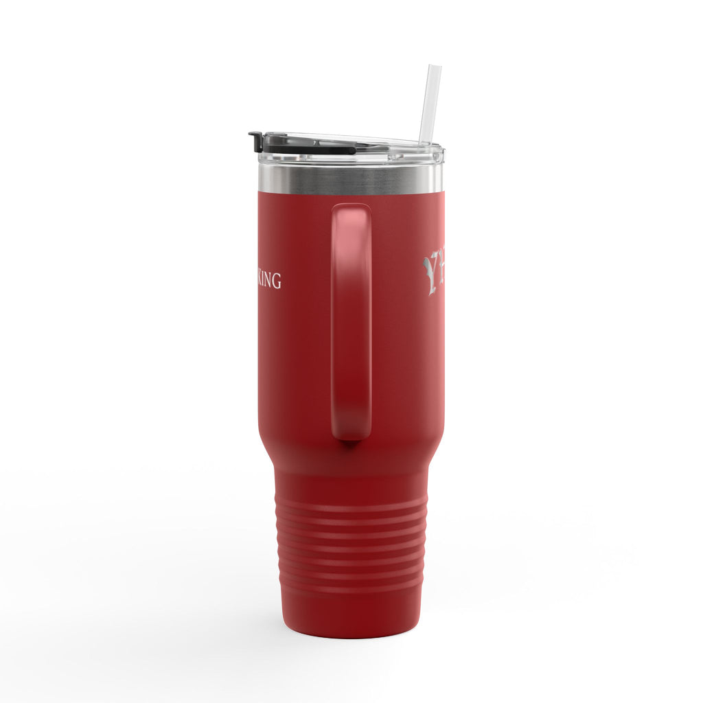40oz Insulated Travel Mug — White Stainless Tumbler with Lid & Straw