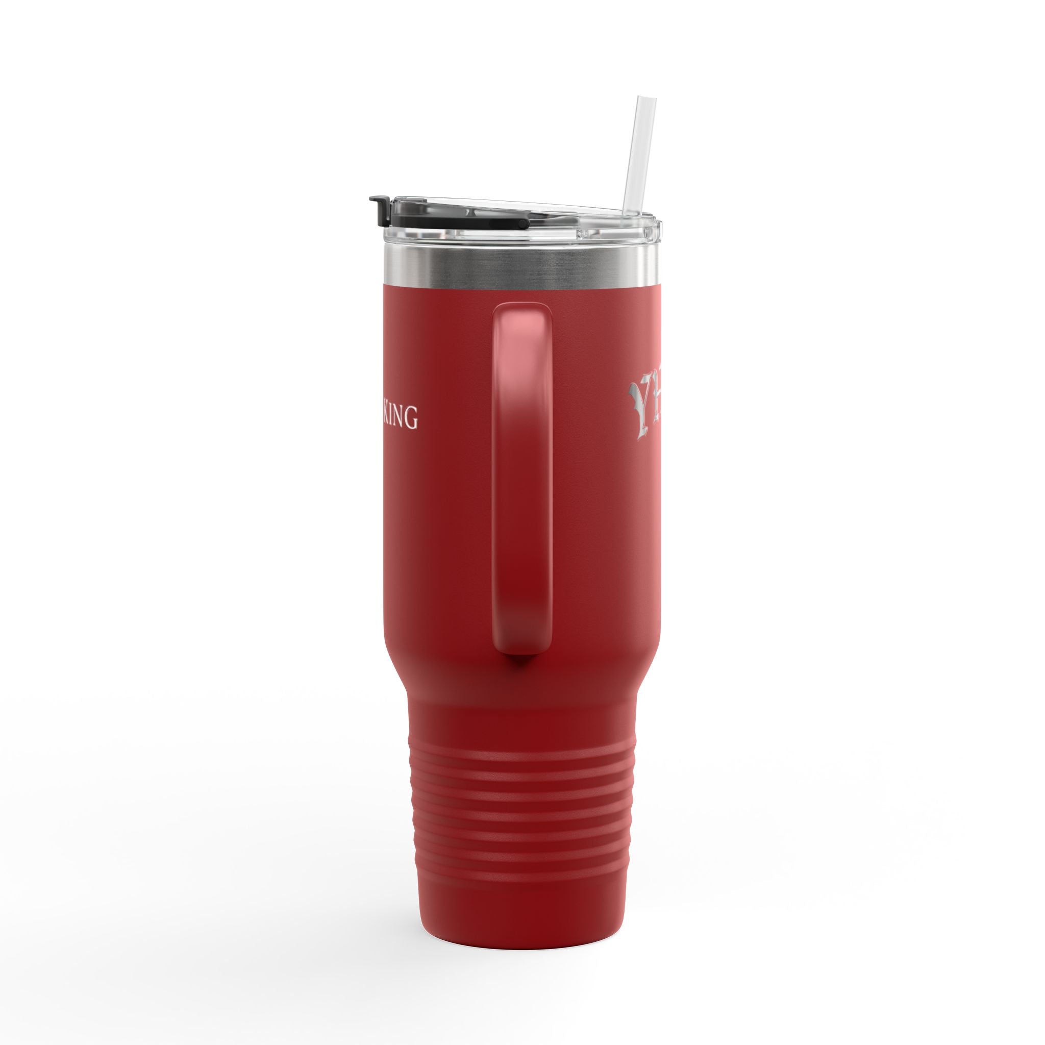 40oz Insulated Travel Mug — White Stainless Tumbler with Lid & Straw