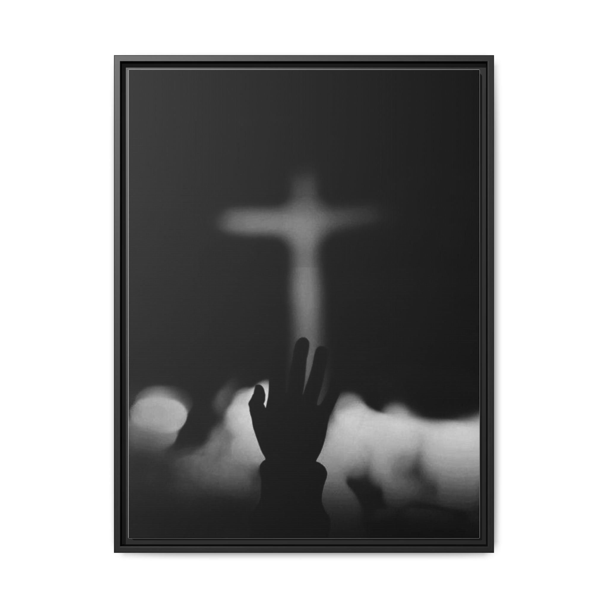 Framed Matte Canvas - Worship Silhouette Cross Wall Art