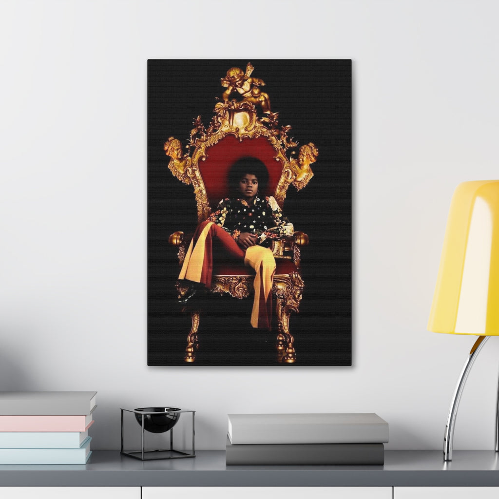 Vintage Pop King on Throne Canvas