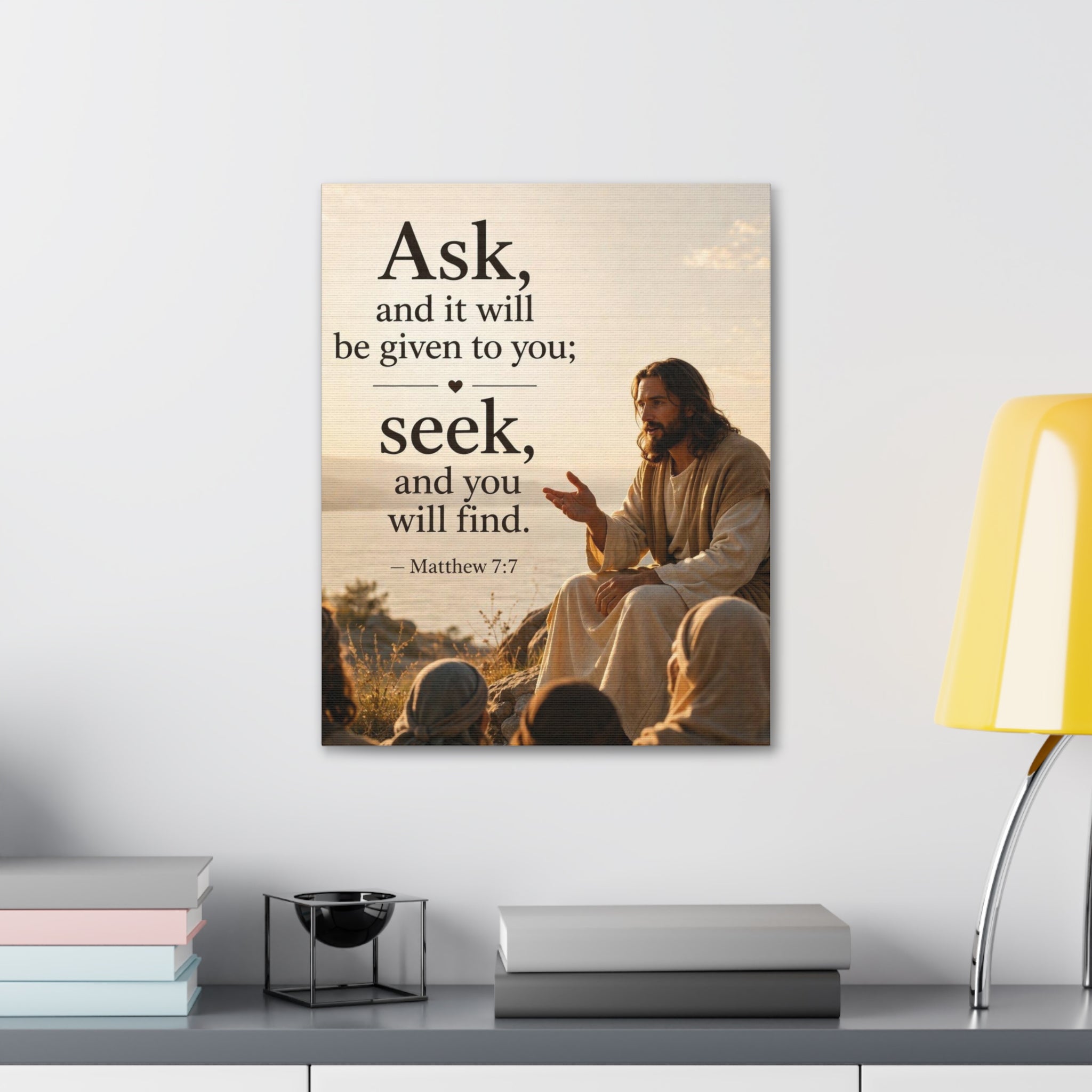 Canvas: "Ask and it will be given to you; seek, and you will find." (Matthew 7:7) — Inspirational Christian Wall Art