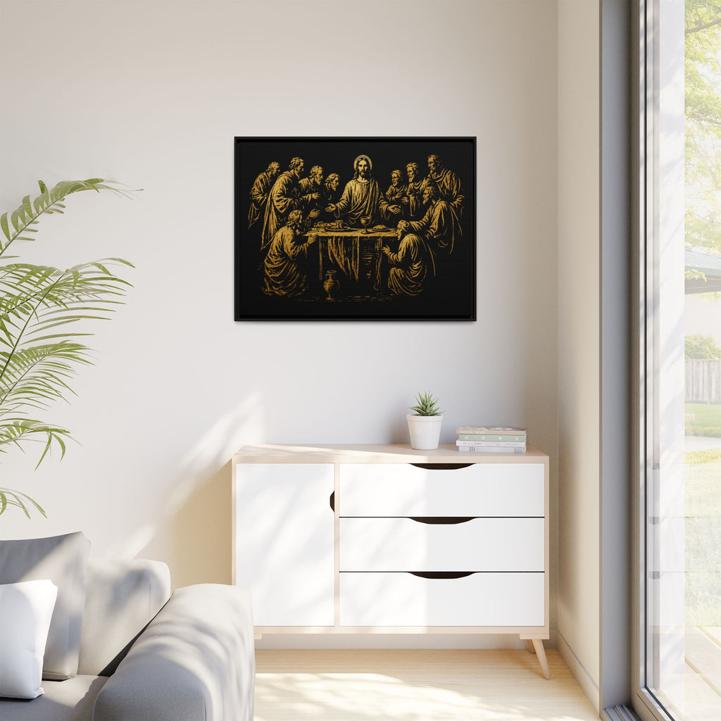 Framed Matte Canvas - The Last Supper Gold Illustration