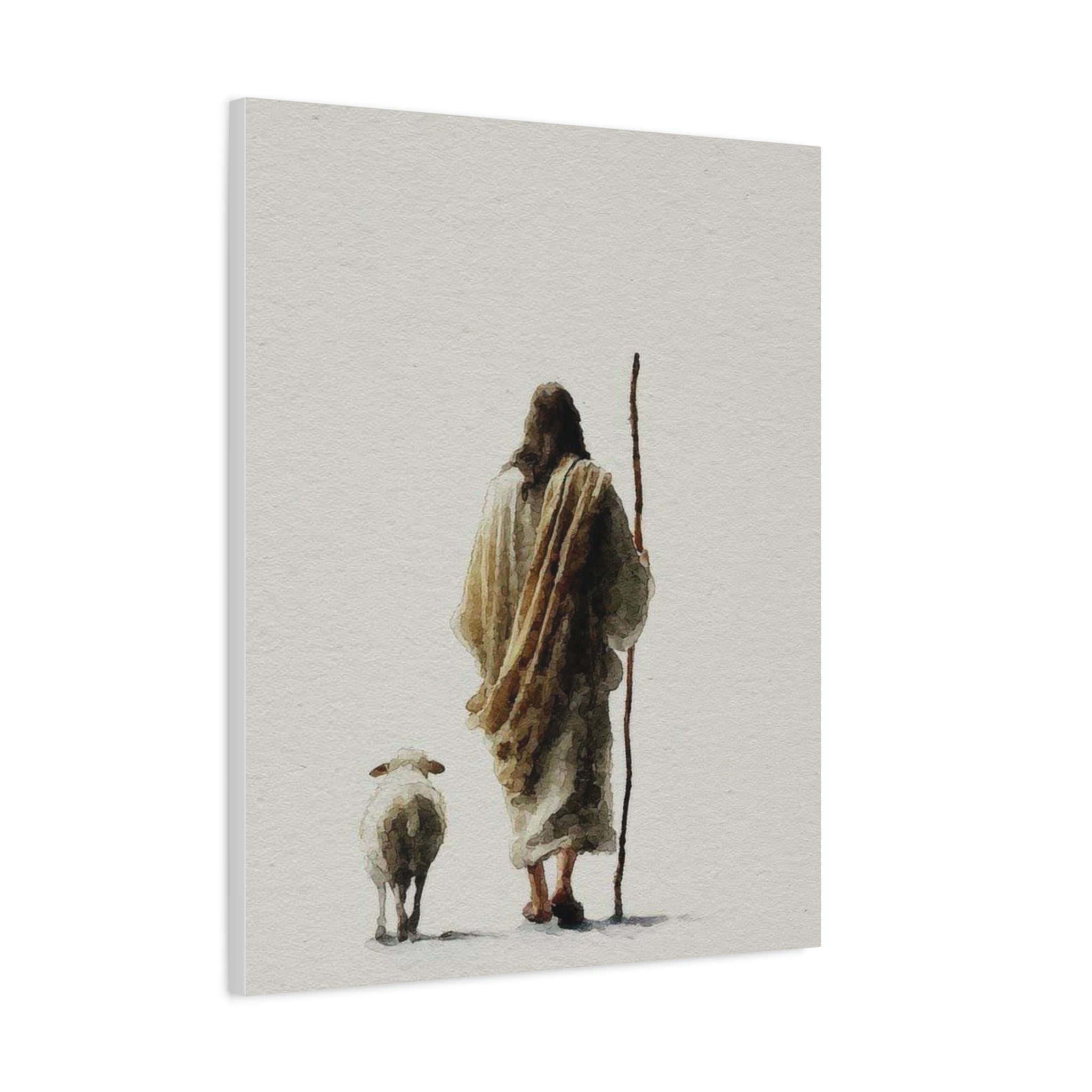 Christian Shepherd Canvas Print – Jesus With Lamb Matte Stretched Wall Art