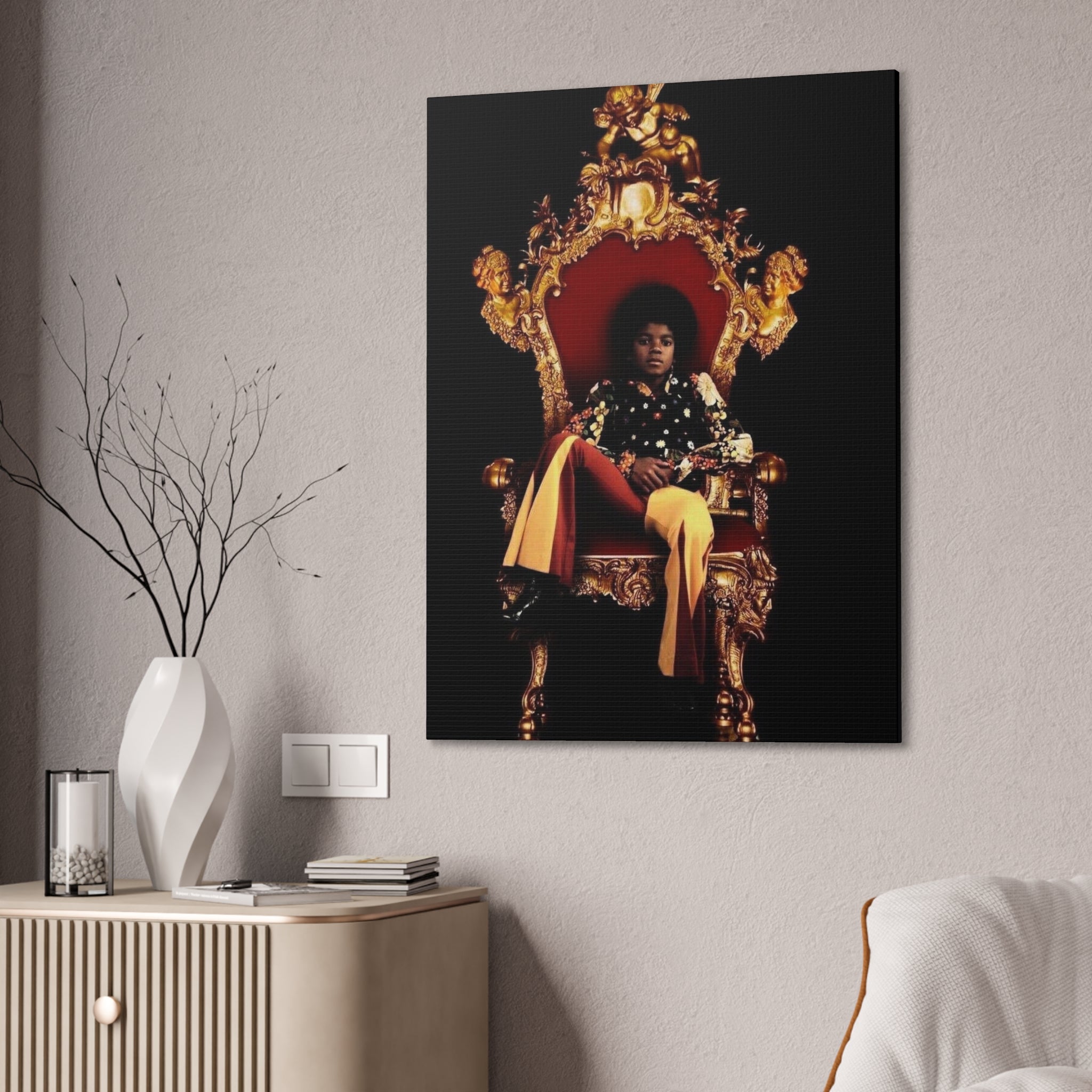 Vintage Pop King on Throne Canvas