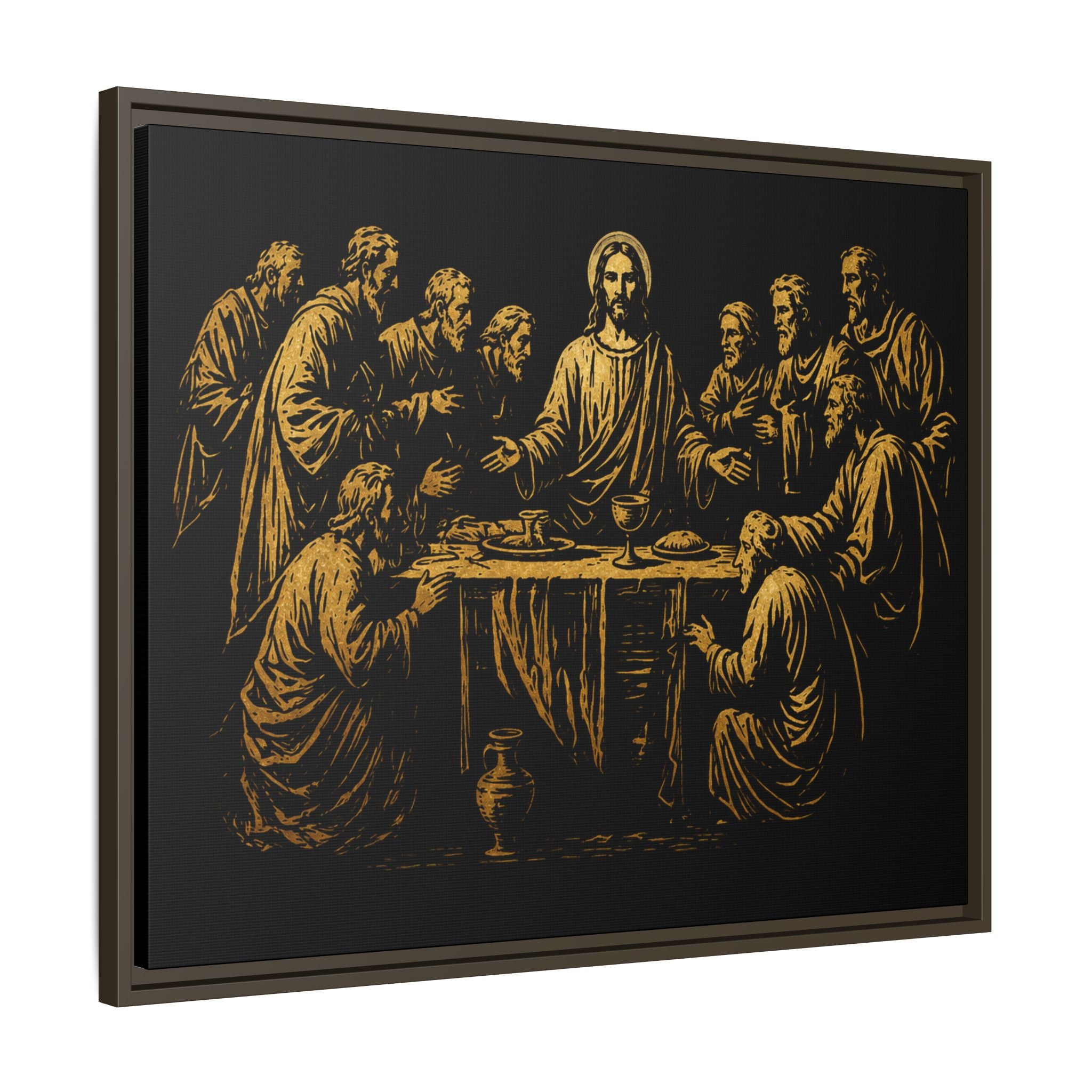 Framed Matte Canvas - The Last Supper Gold Illustration