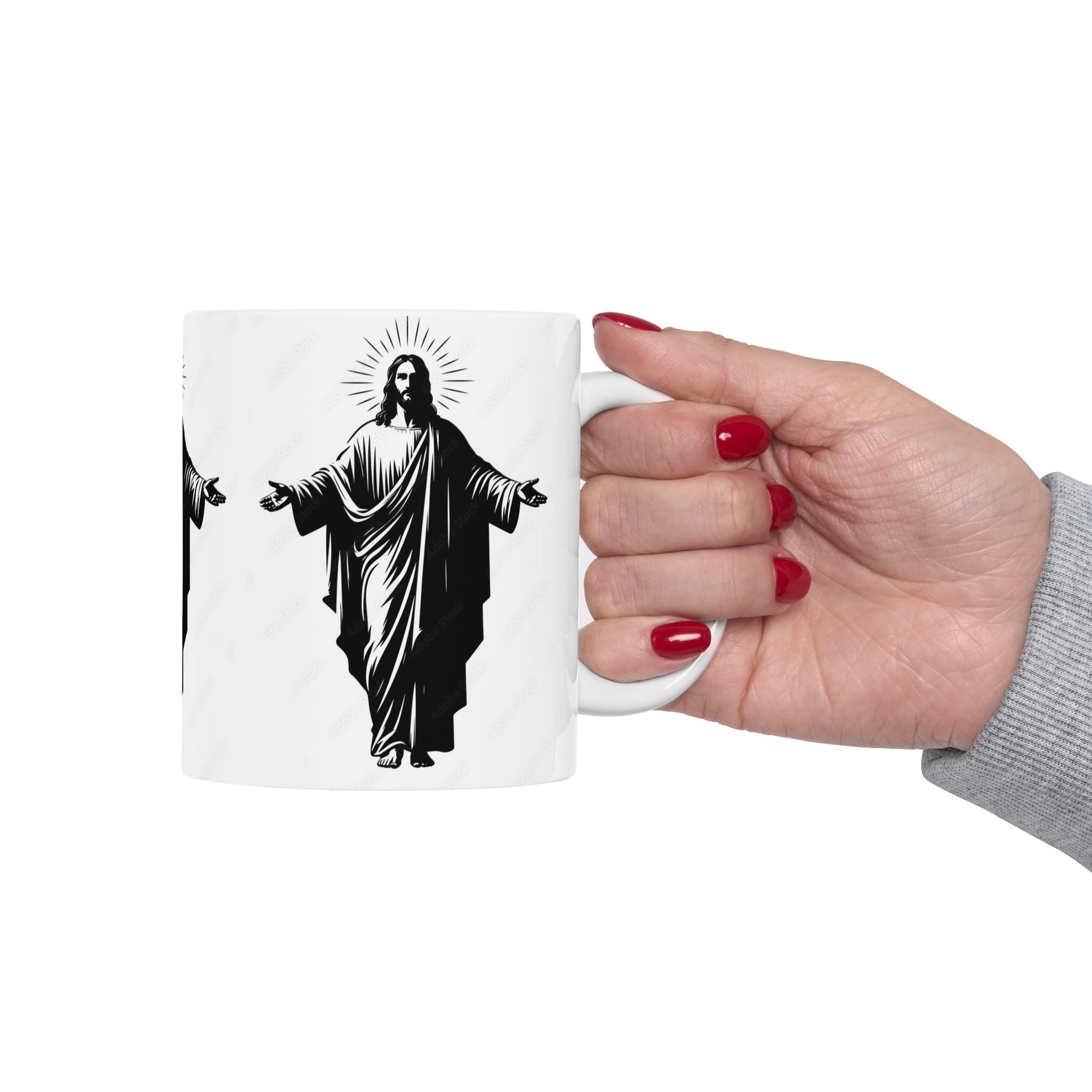 Jesus Mirror Ceramic Mug (11oz & 15oz) – Inspirational Religious Coffee Cup