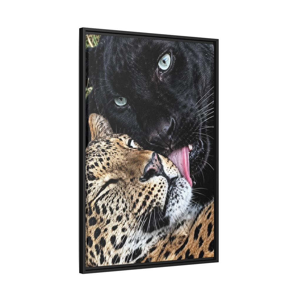 Big Cat Portrait Matte Canvas Framed — 'Perfect' Love-Themed Multi-Color Wall Art
