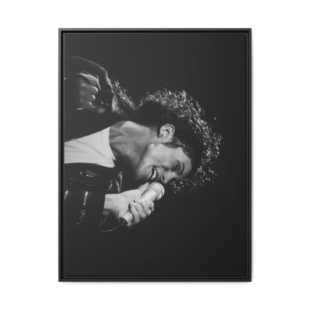 Black & White Rock Singer Matte Canvas Print (Framed)