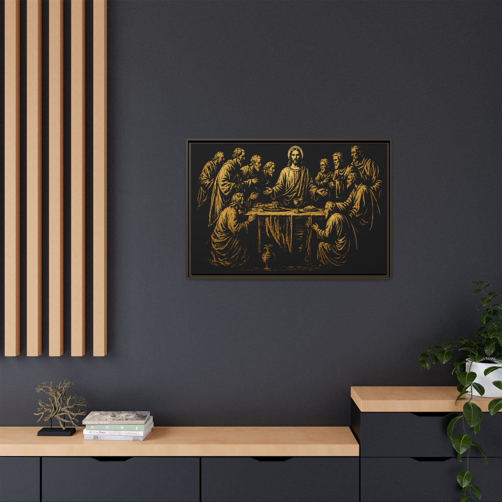 Framed Matte Canvas - The Last Supper Gold Illustration