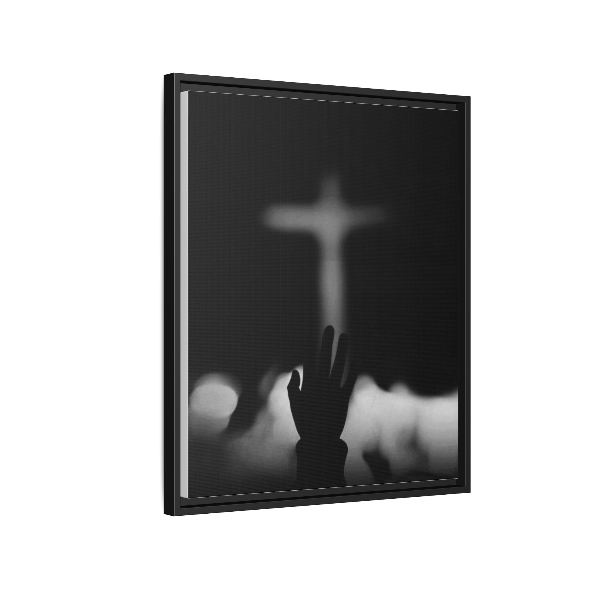 Framed Matte Canvas - Worship Silhouette Cross Wall Art