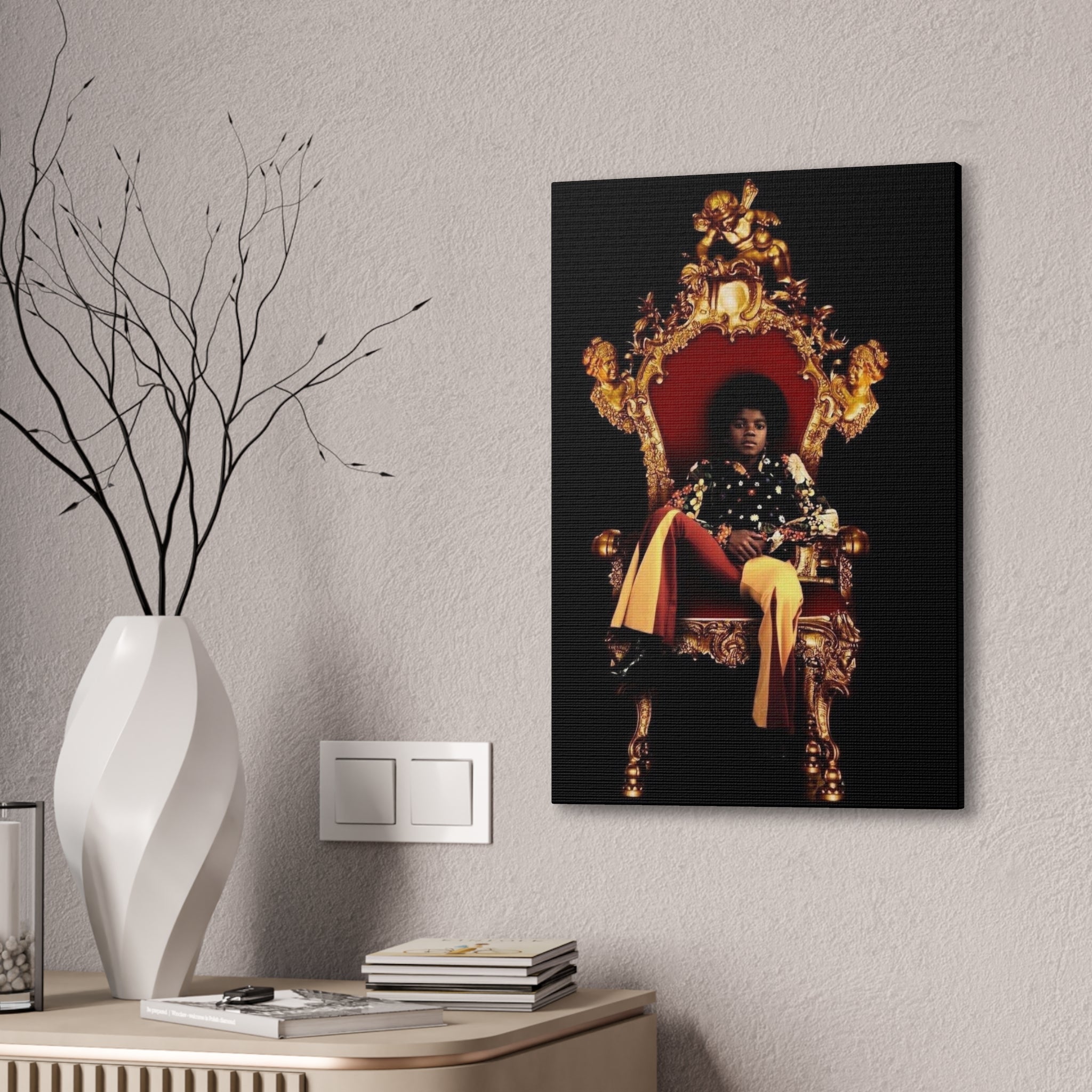 Vintage Pop King on Throne Canvas