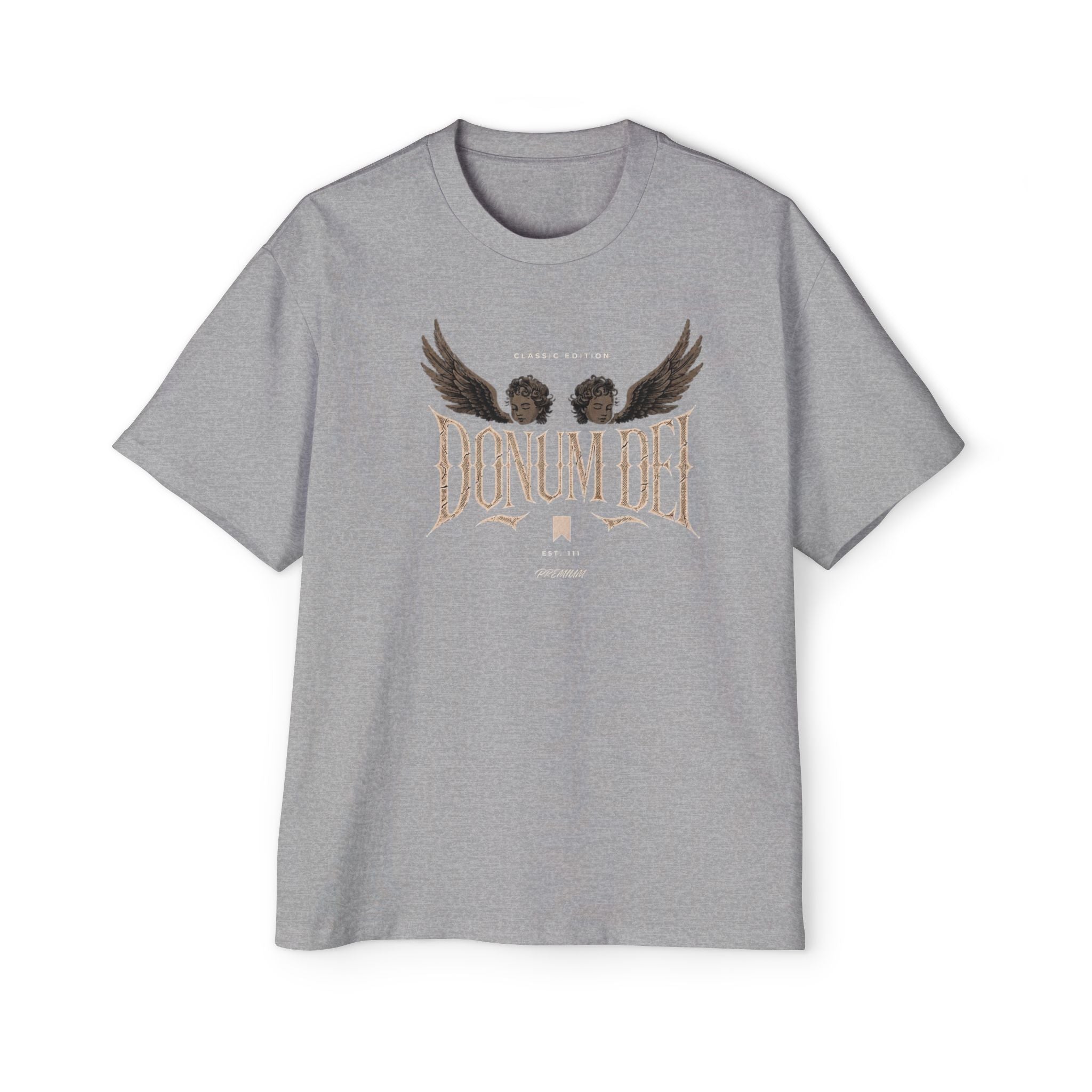 Donum Dei Graphic Tee — Angel Wings Men's Oversized T-Shirt