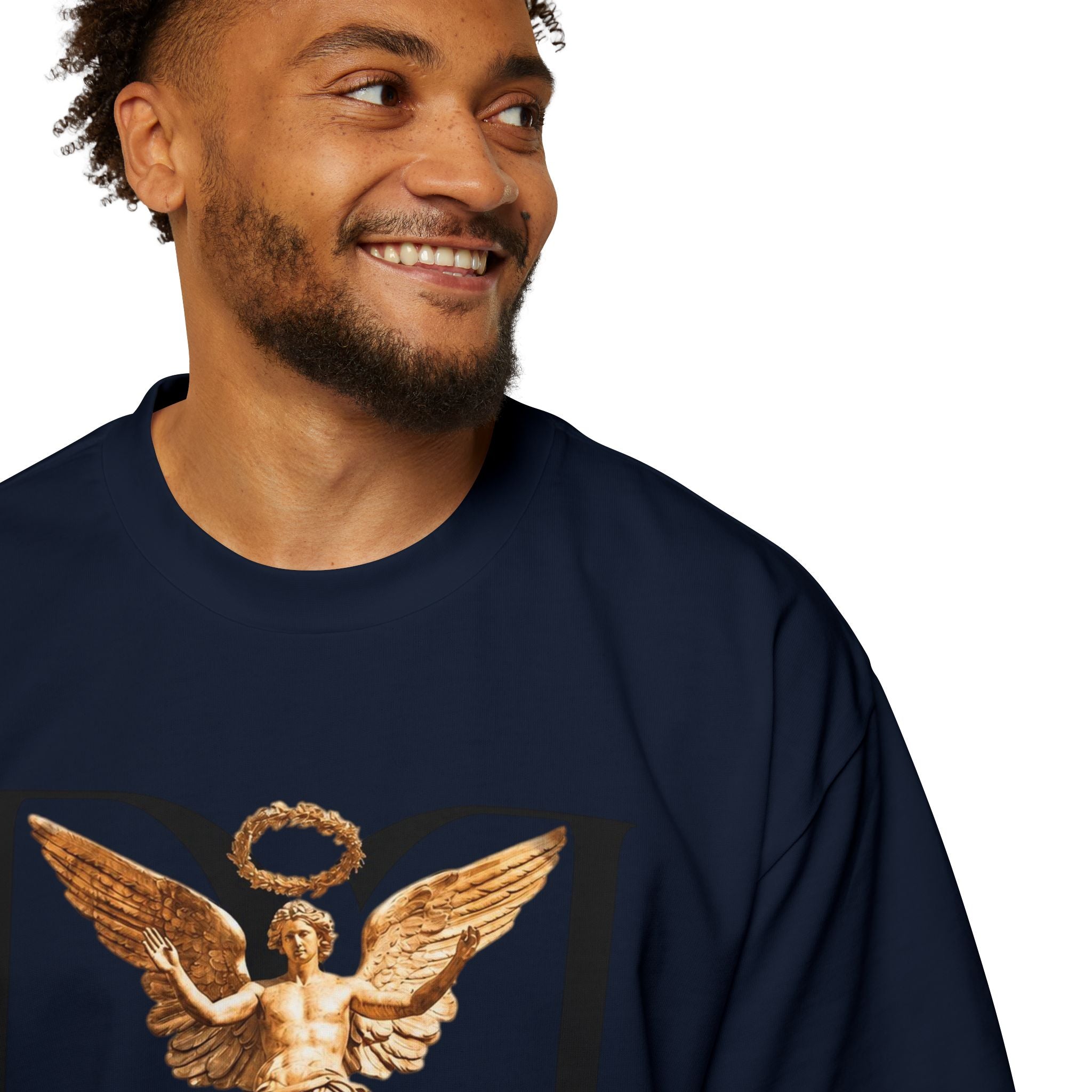 Donum Dei Angel Graphic Tee — Vintage Roman Lettering Men’s Oversized T‑Shirt