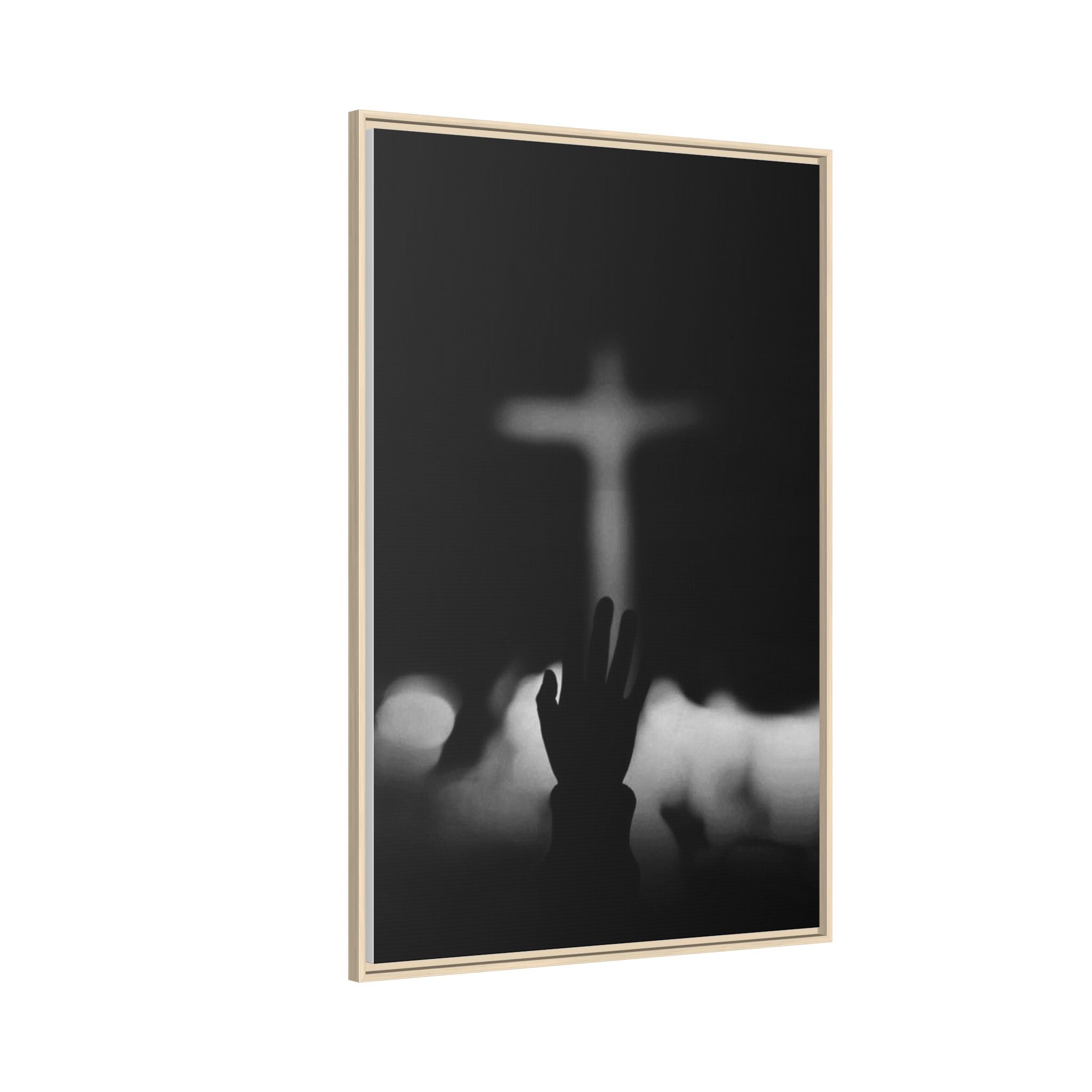 Framed Matte Canvas - Worship Silhouette Cross Wall Art