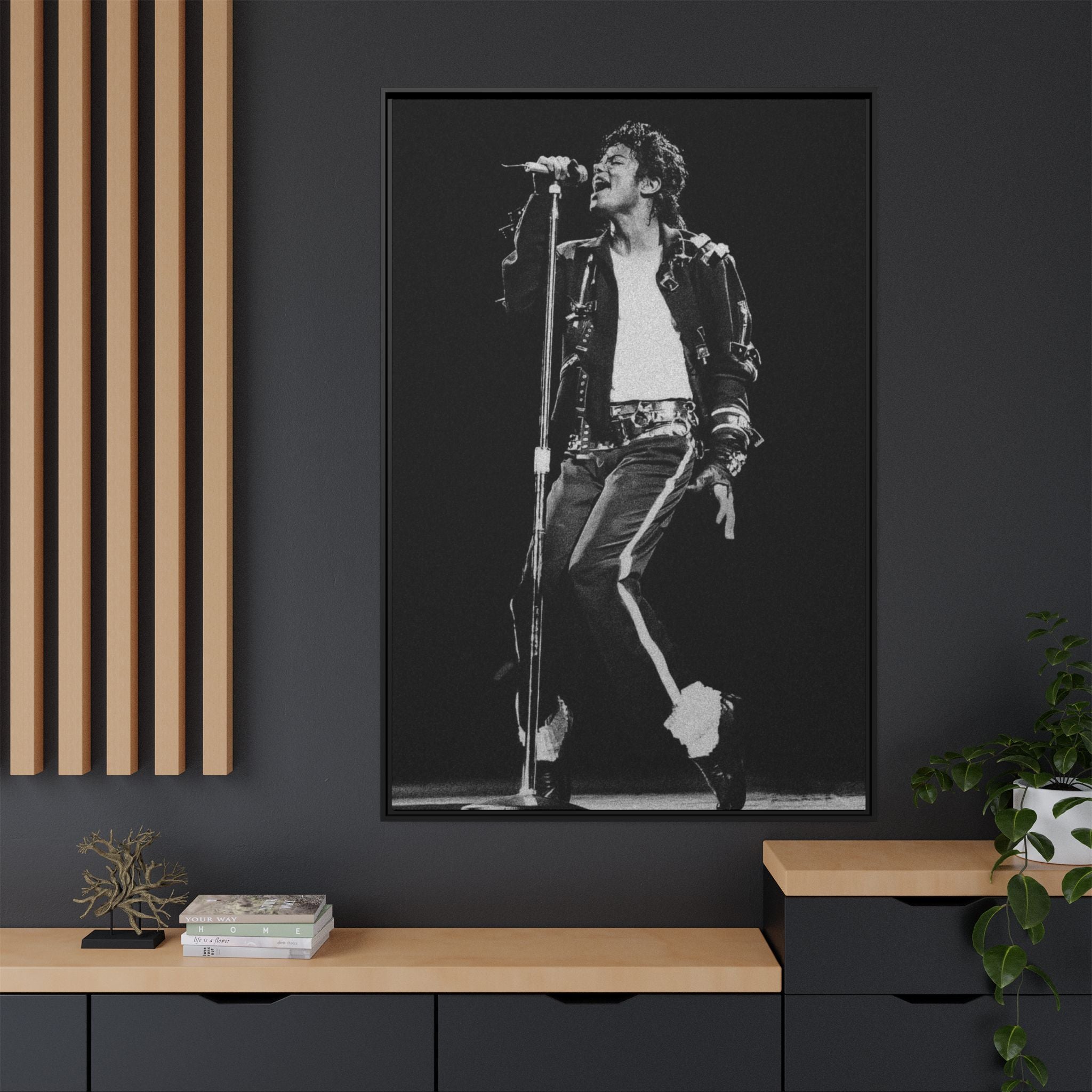 Framed Matte Canvas – Vintage Black & White Stage Performer Print