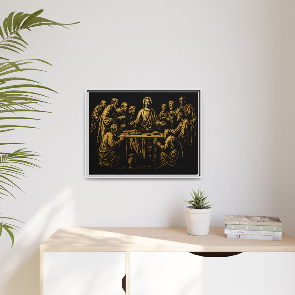 Framed Matte Canvas - The Last Supper Gold Illustration