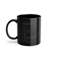 Religious Cross Coffee Mug — Minimalist Crucifix 11oz Black Ceramic