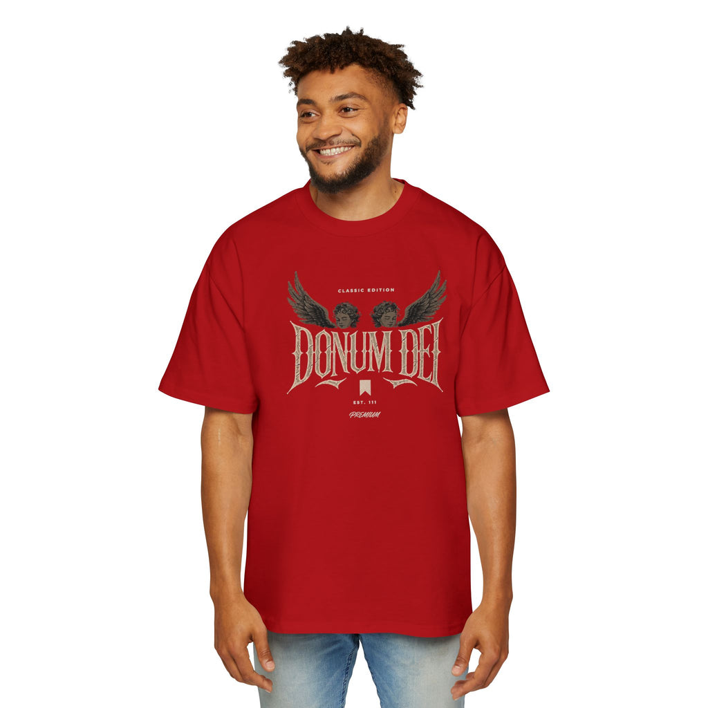 Donum Dei Graphic Tee — Angel Wings Men's Oversized T-Shirt
