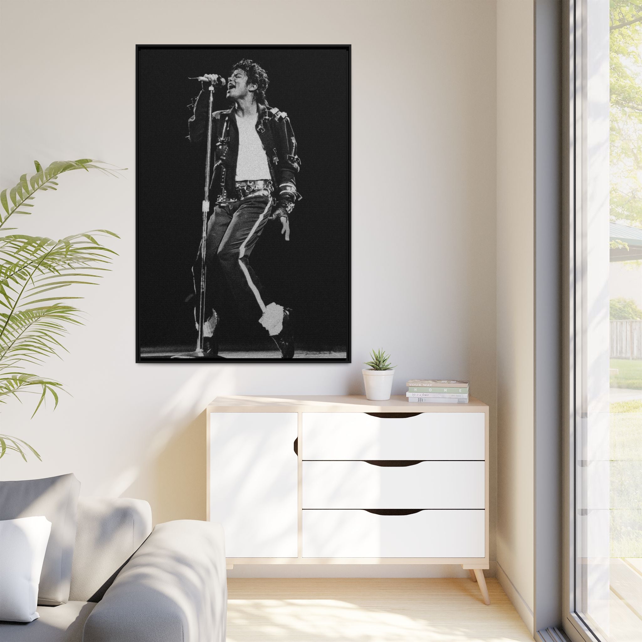Framed Matte Canvas – Vintage Black & White Stage Performer Print