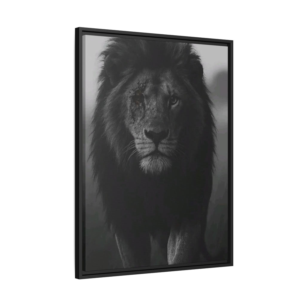 Framed Matte Canvas Lion Wall Art – Black & White Majestic Lion Print