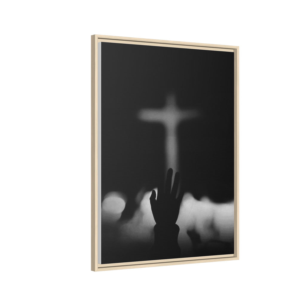 Framed Matte Canvas - Worship Silhouette Cross Wall Art