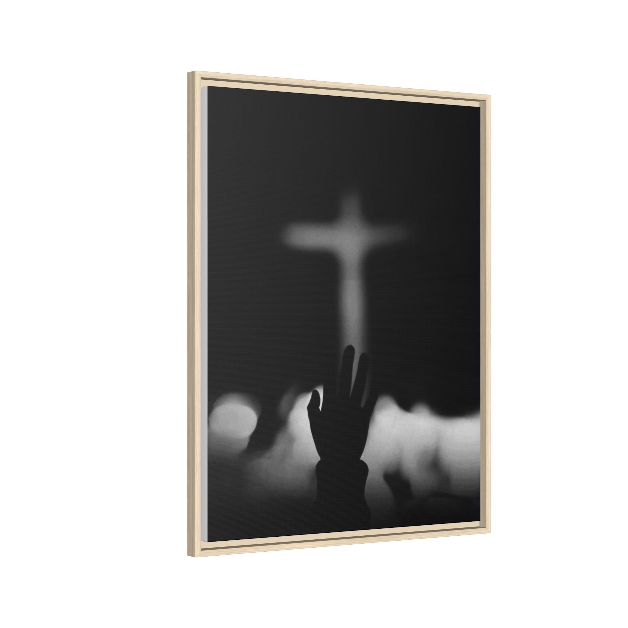 Framed Matte Canvas - Worship Silhouette Cross Wall Art