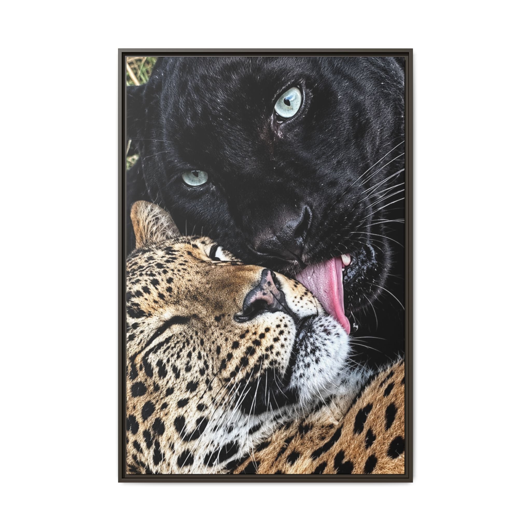 Big Cat Portrait Matte Canvas Framed — 'Perfect' Love-Themed Multi-Color Wall Art
