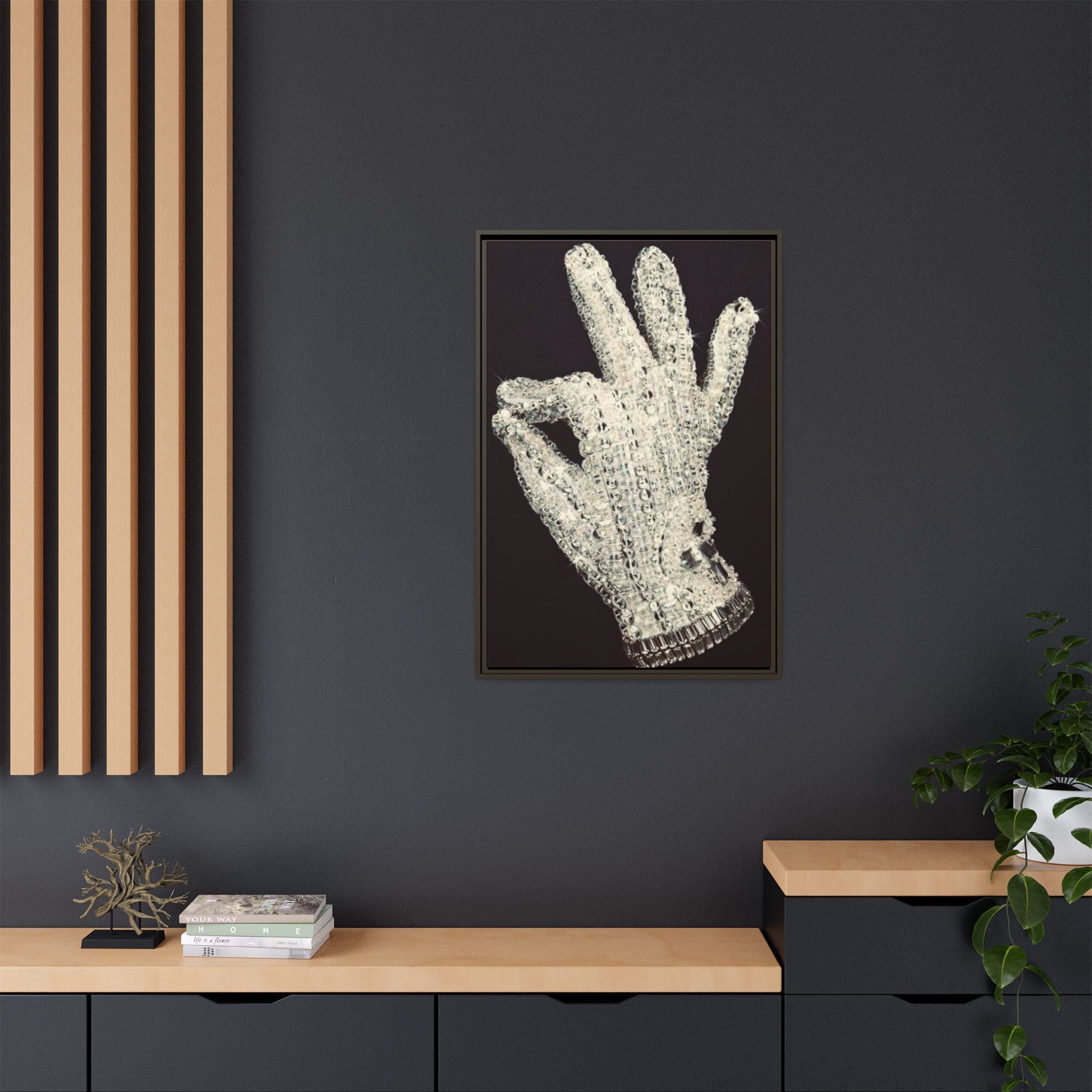 Framed Art - Crystal Glove on Black Matte Canvas