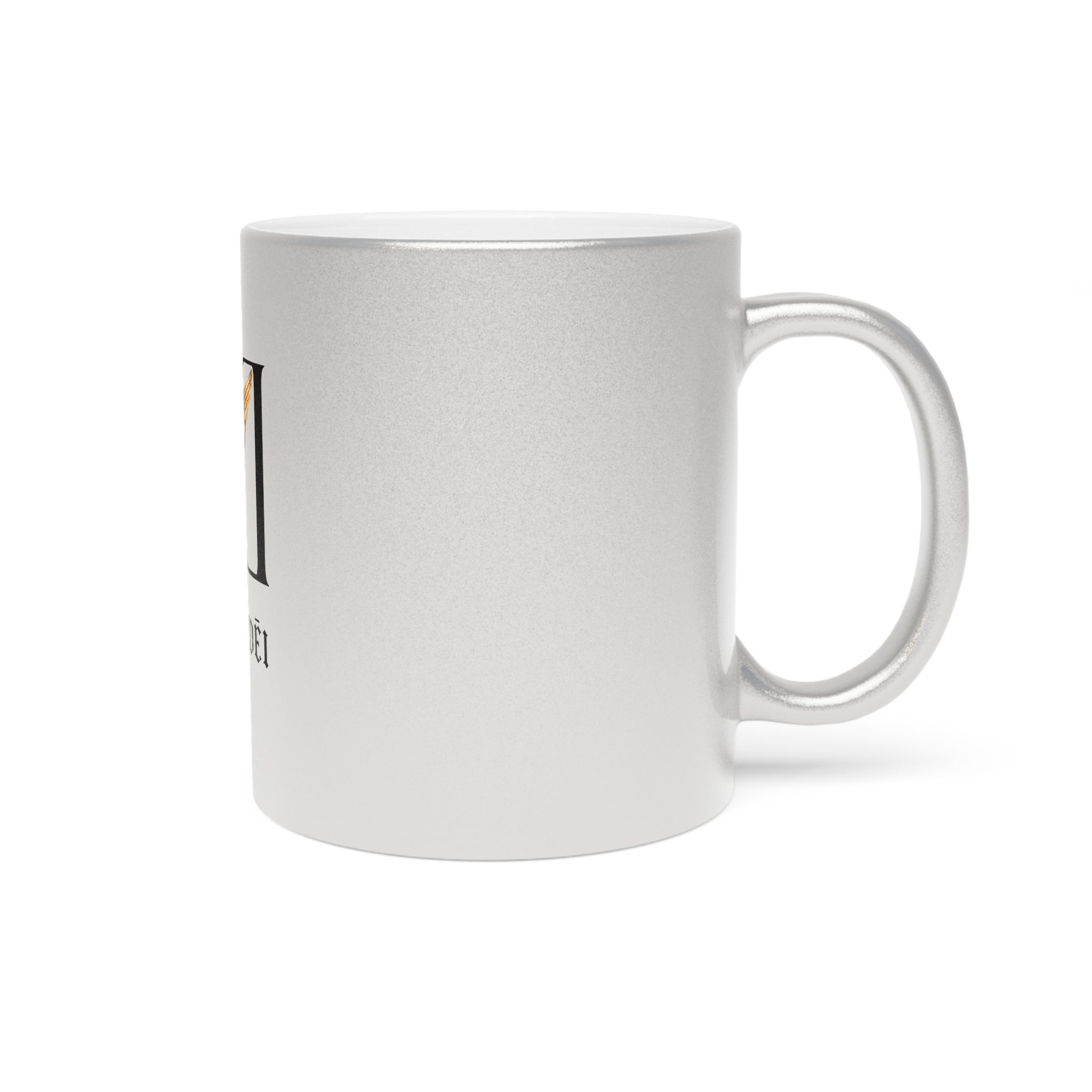 Metallic Ceramic Mug — Donum Dei Angel Design (Silver/Gold)