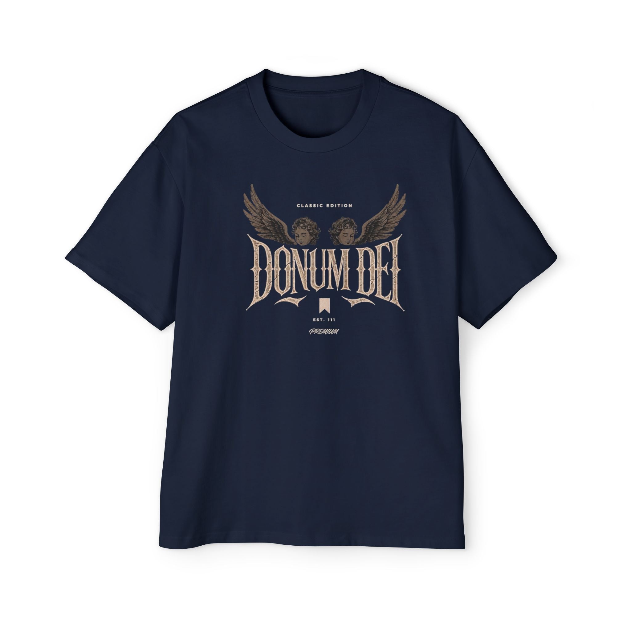 Donum Dei Graphic Tee — Angel Wings Men's Oversized T-Shirt