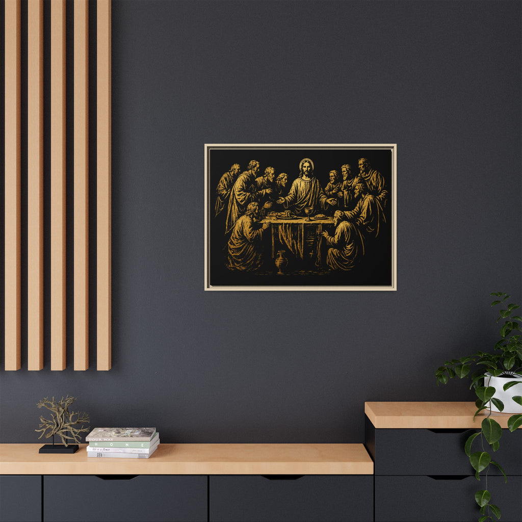 Framed Matte Canvas - The Last Supper Gold Illustration
