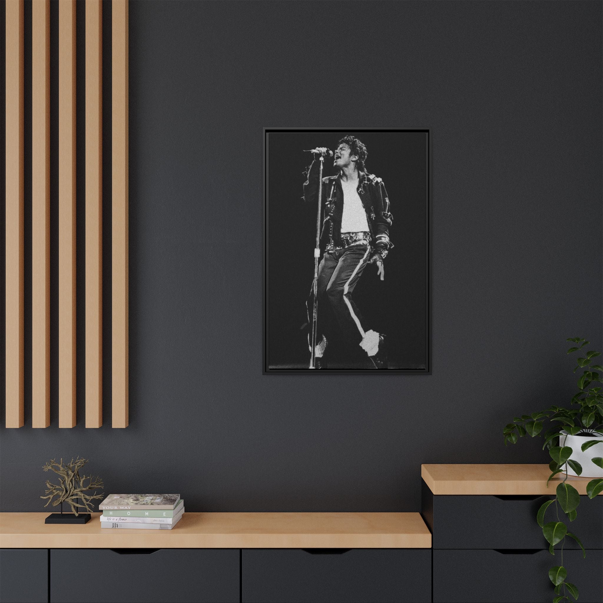 Framed Matte Canvas – Vintage Black & White Stage Performer Print