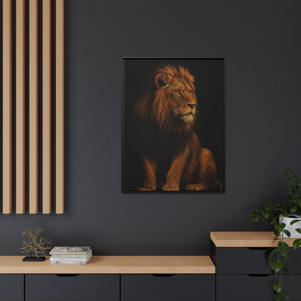 Majestic Lion Framed Canvas Wall Art — Matte Multi-Color